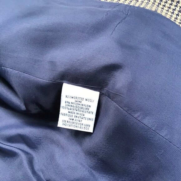 Talbots Vintage Houndstooth Blazer Jacket Womens Size 4 Brown Worsted Wool USA - Picture 10 of 11